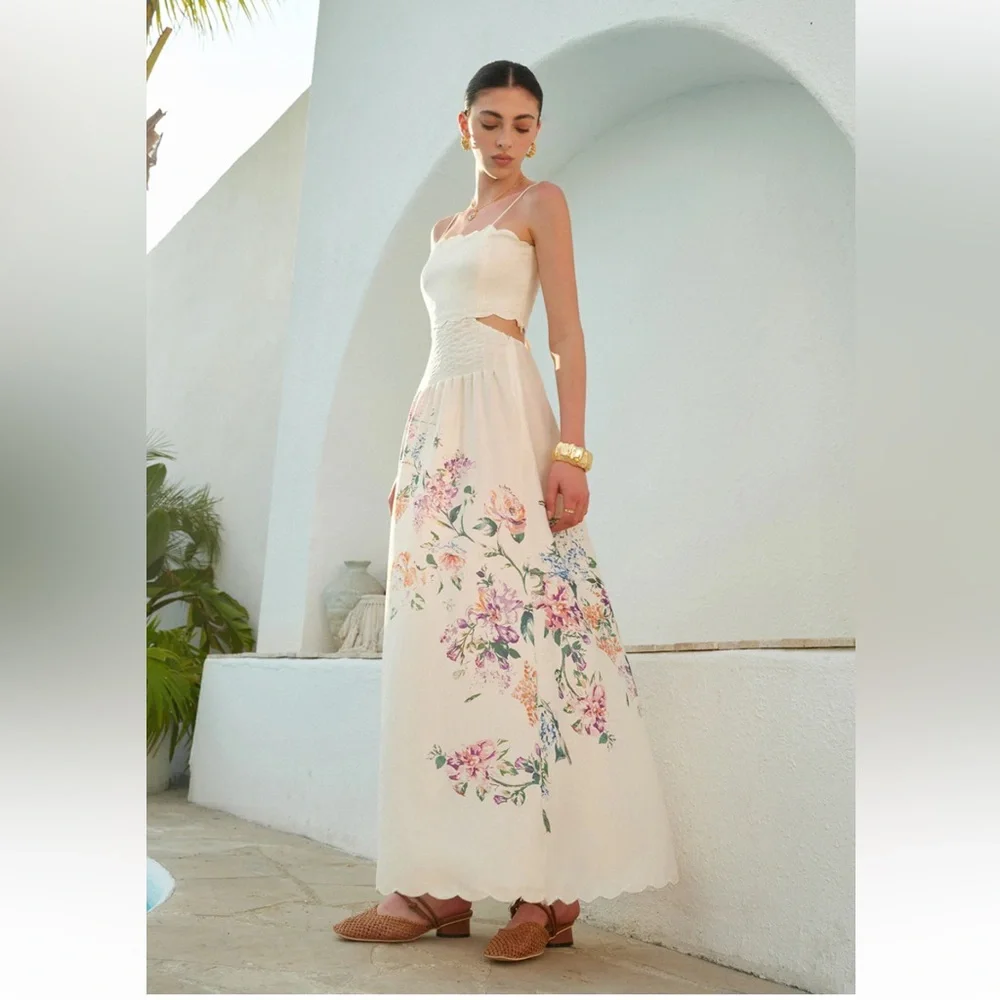 69. Commense $65 Floral Print Lace-Up Back Sleeveless Dress - Picture 2 of 7